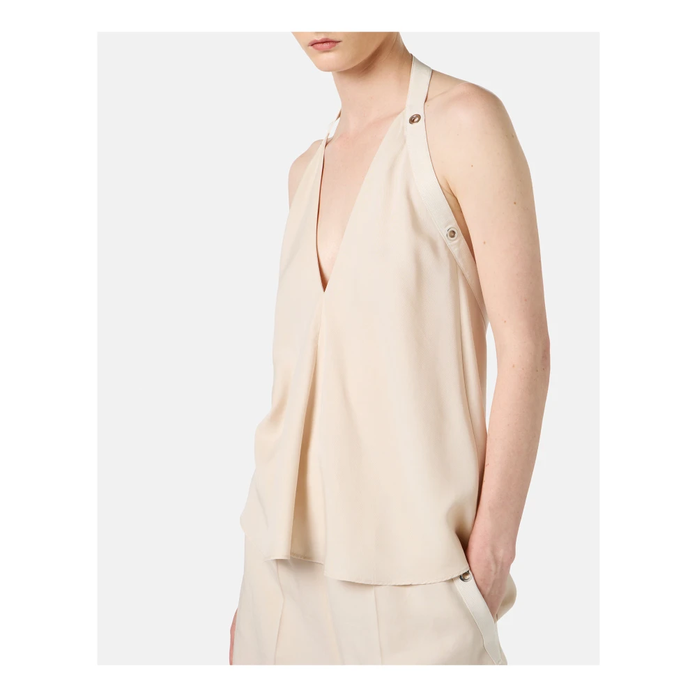 Iceberg Poederkleurige top nieuwe pasvorm in vloeibaar Tencel Beige Dames