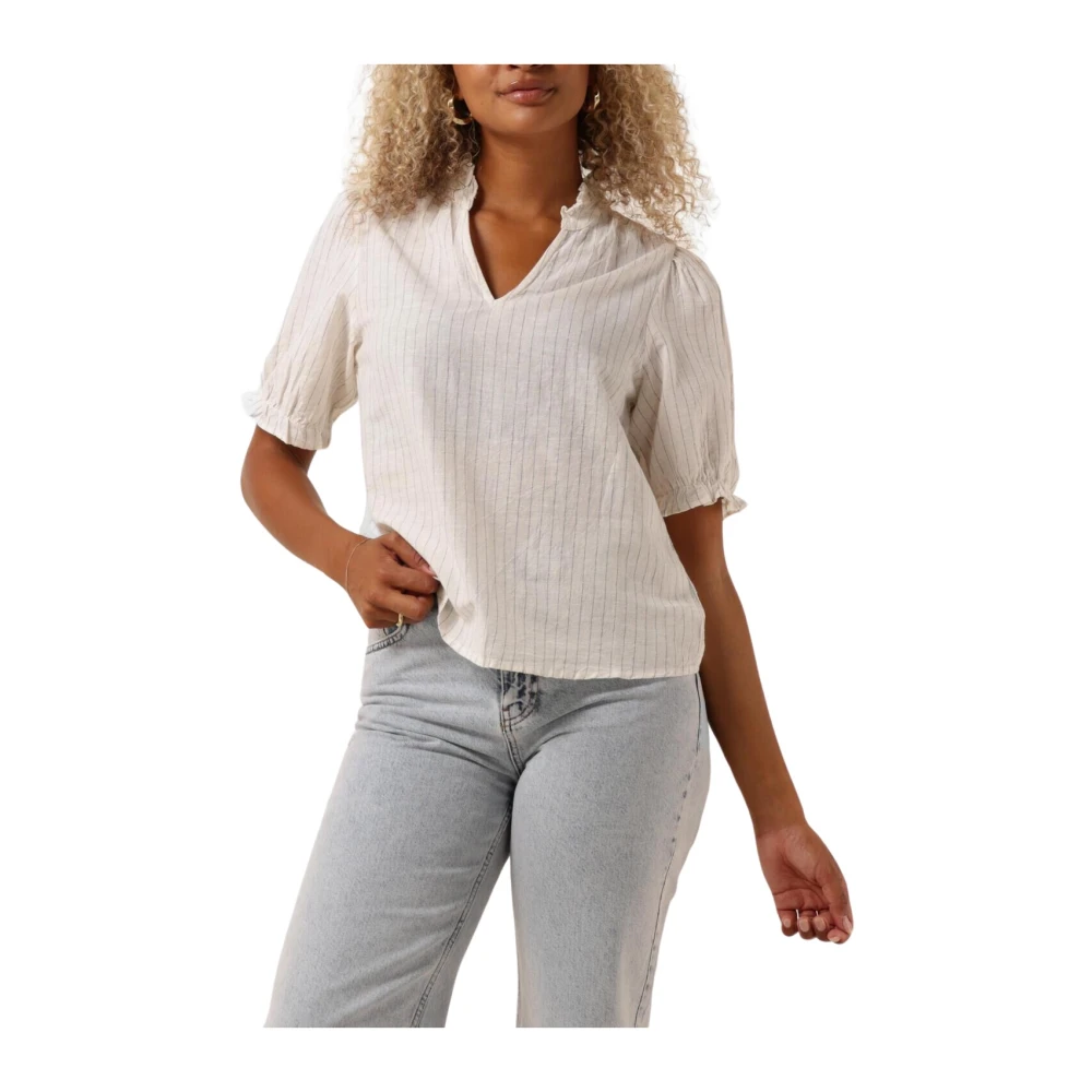 NEO NOIR Eenvoudige Gestreepte Blouse White Dames