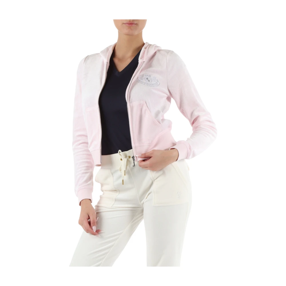 Juicy Couture Fluwelen hoodie met strass Pink Dames