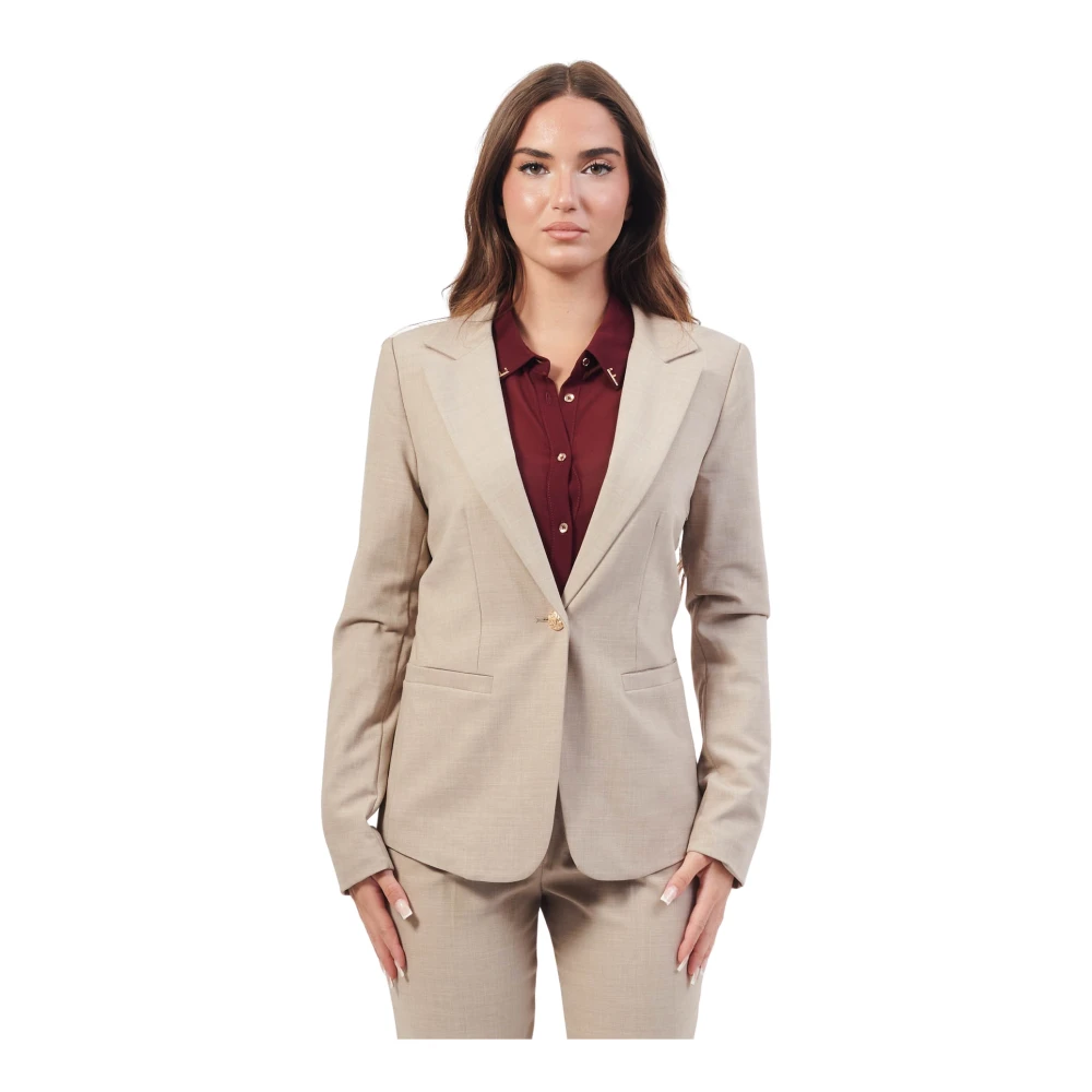 YES ZEE Beige Enkelknoops Viscose Jas Beige Dames