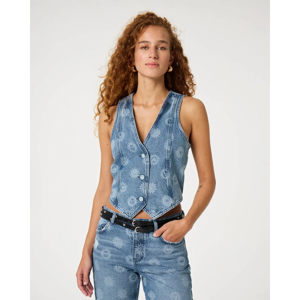 Fabienne Chapot Denim Gilet Cltgil15 Gigi Blue Dames