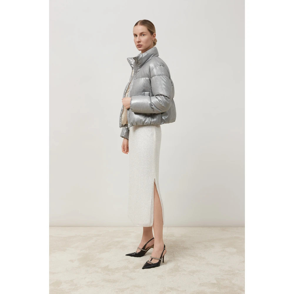 PESERICO Wol mohair en zijden mesh lange rok White Dames