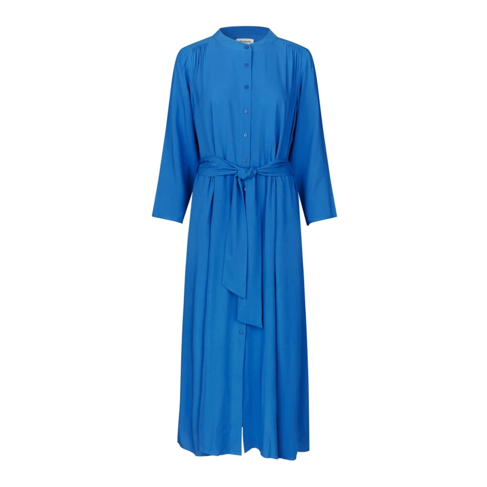 Lollys Laundry Blauwe Maxi Jurk met 3 4 Mouwen Blue Dames