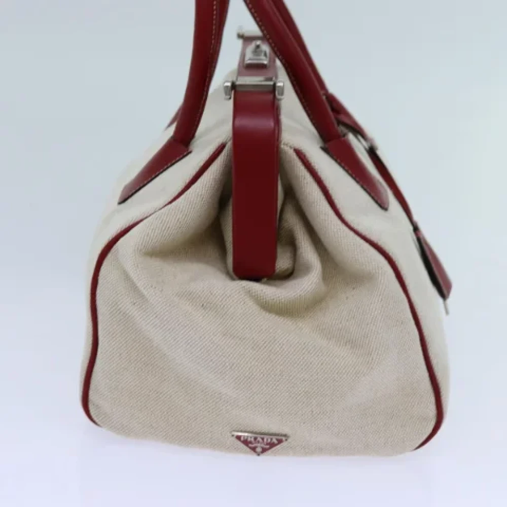 Prada Vintage Pre-owned Canvas handbags Beige Dames