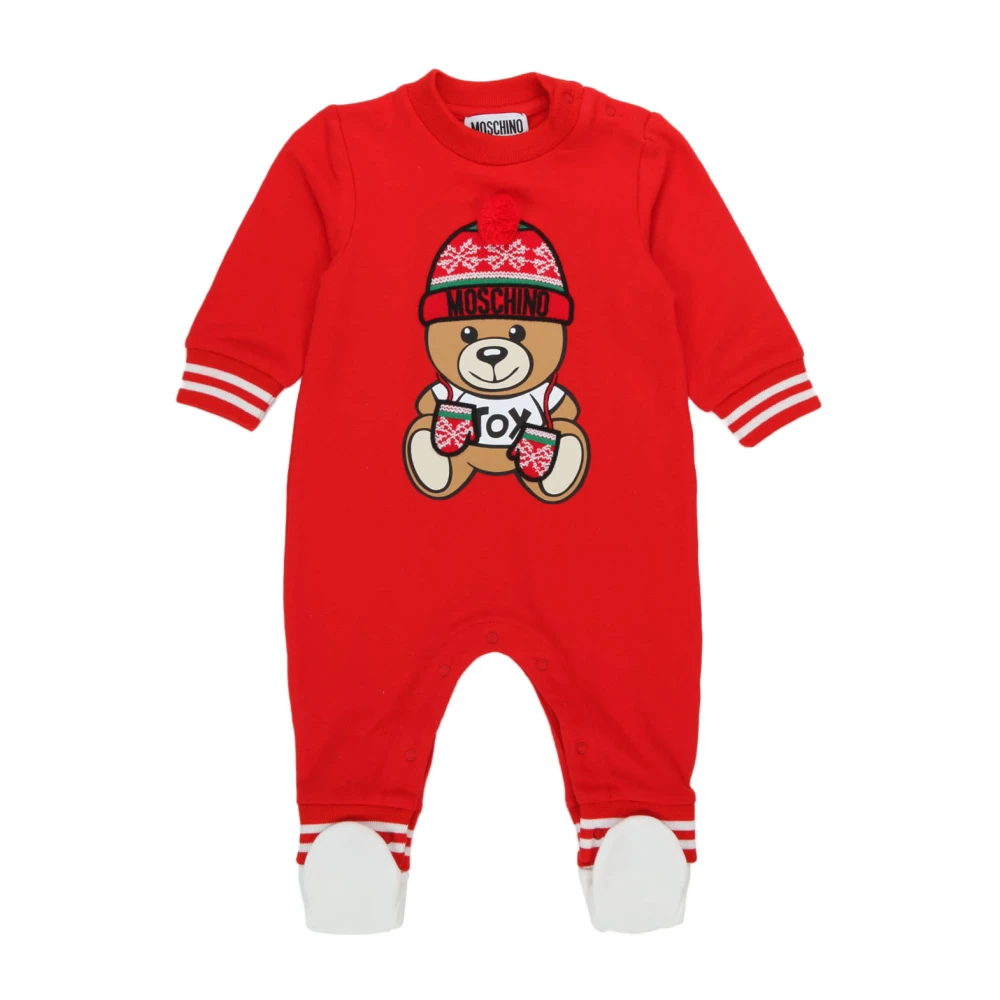 Moschino Vinter Logo Print Barn Onesie Red, Pojke