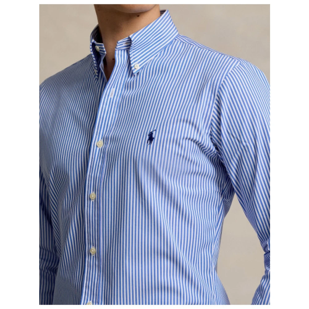 Polo Ralph Lauren Gestreept katoenen popeline overhemd Blue Heren