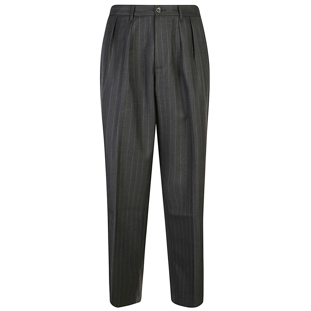 Nine In The Morning Grijze Gestreepte Wol Geplooide Broek Gray Heren
