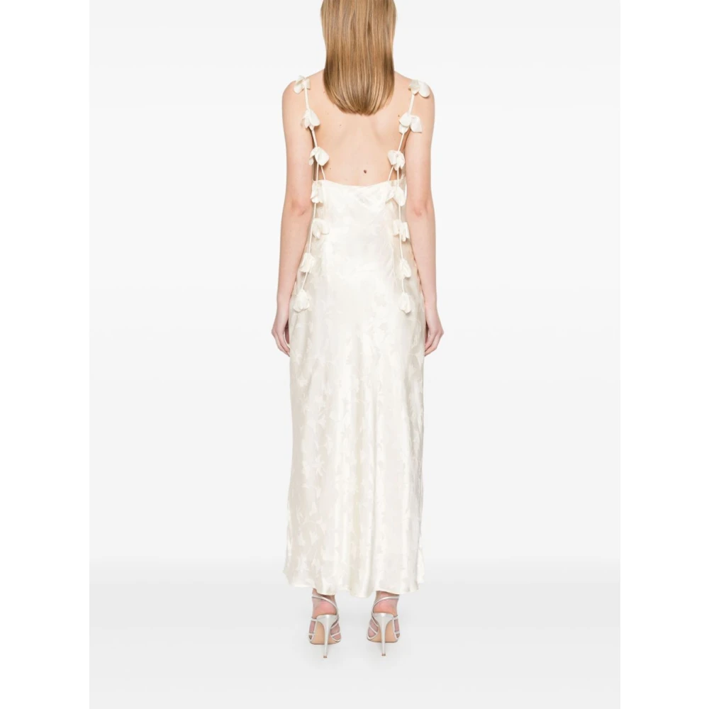 Rotate Birger Christensen Bloemenapplicatie Cowl Neck Jurk White Dames