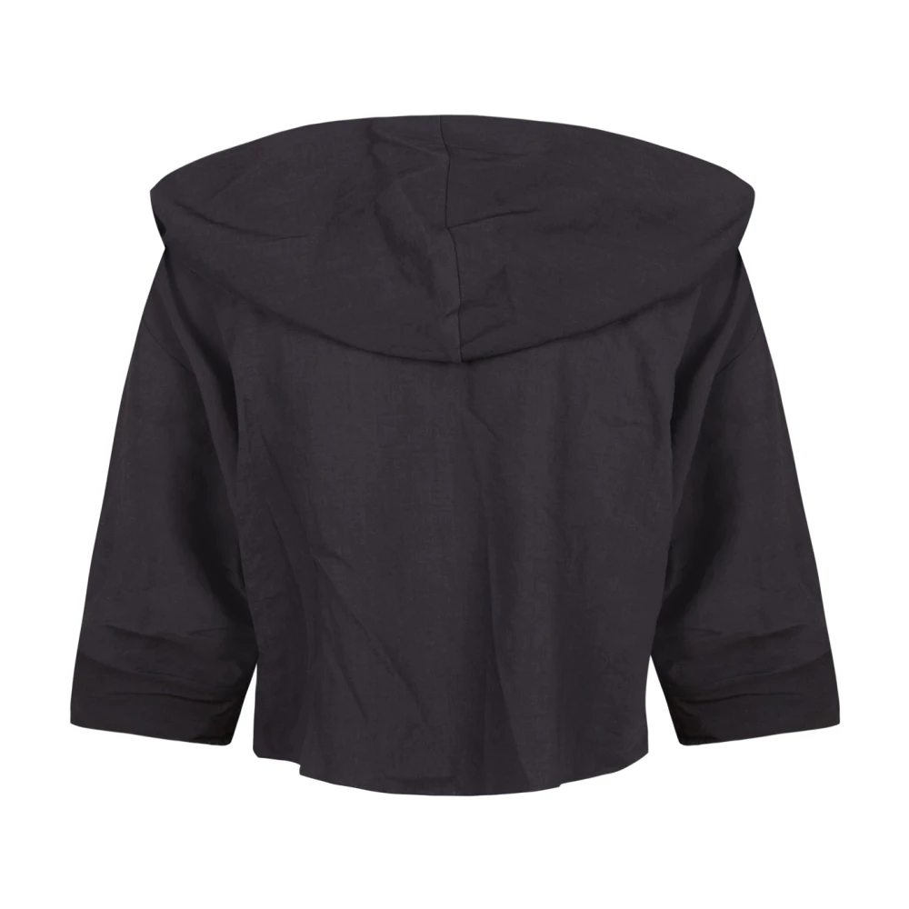 Cortana Hennep en Viscose Hoodie Jas Black Dames