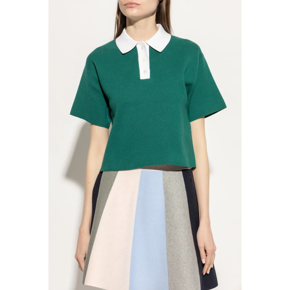 JW Anderson Polo met kasjmier afwerking Green Dames