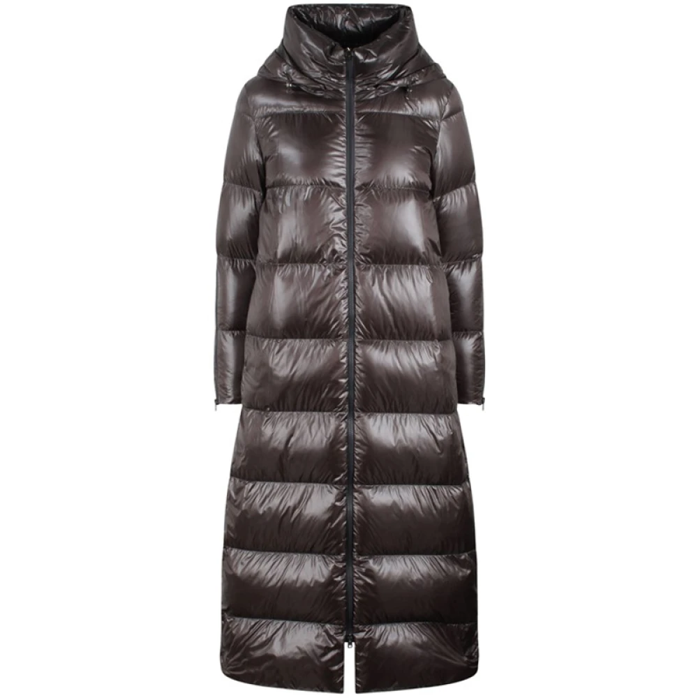 Herno Bruine Gewatteerde Hoodiejas met Ganzendons Brown Dames