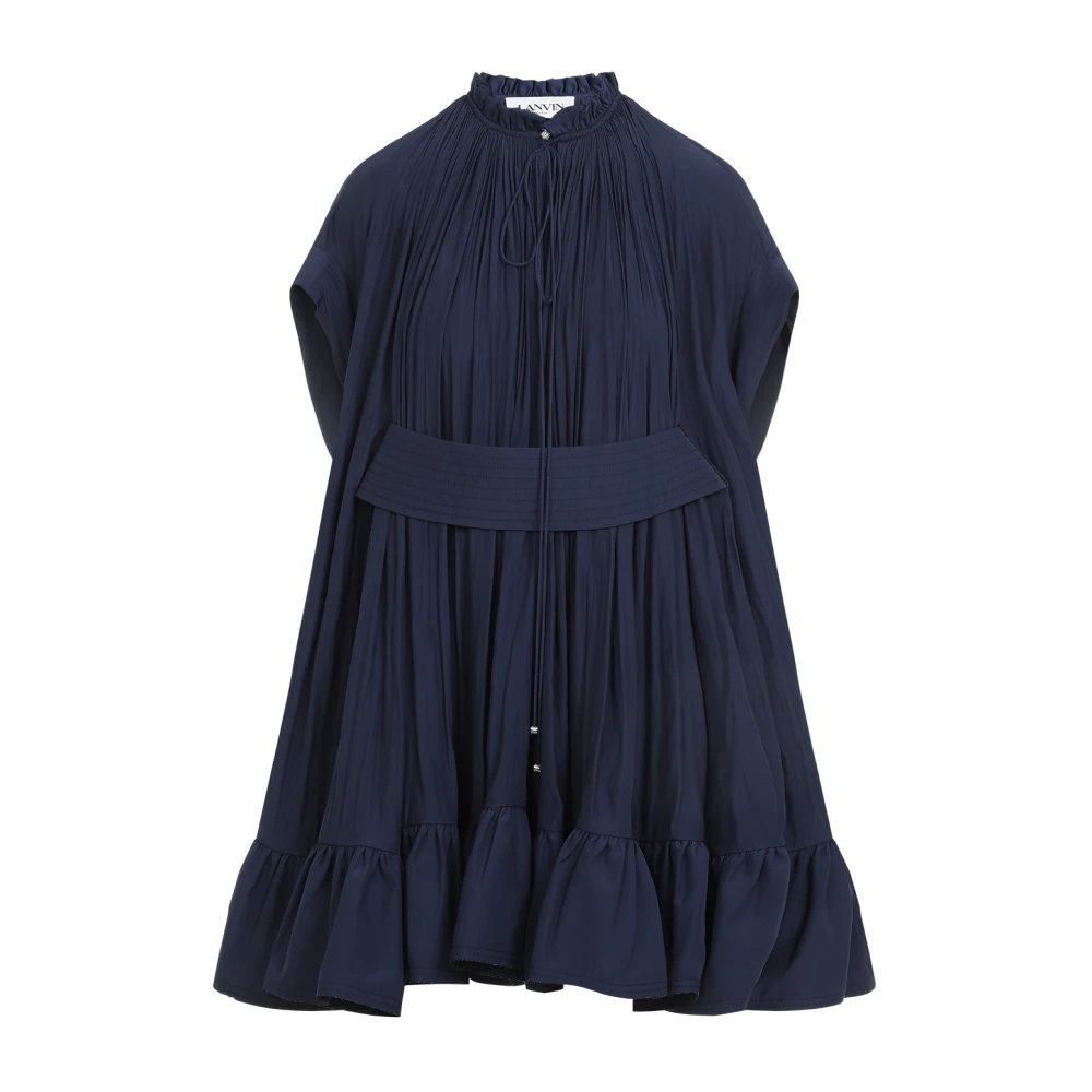 Lanvin Blauwe Ruche Mini Jurk Blue Dames