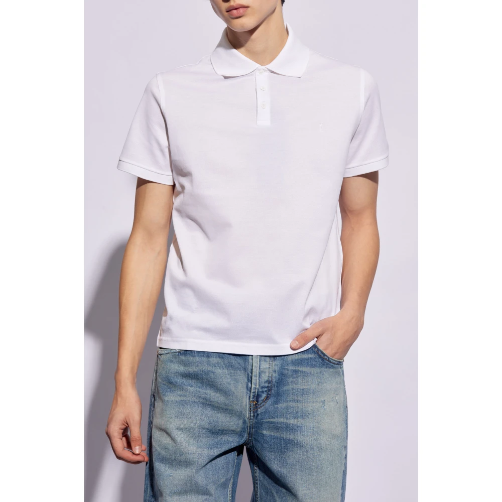 Saint Laurent Monogram Polo White Heren