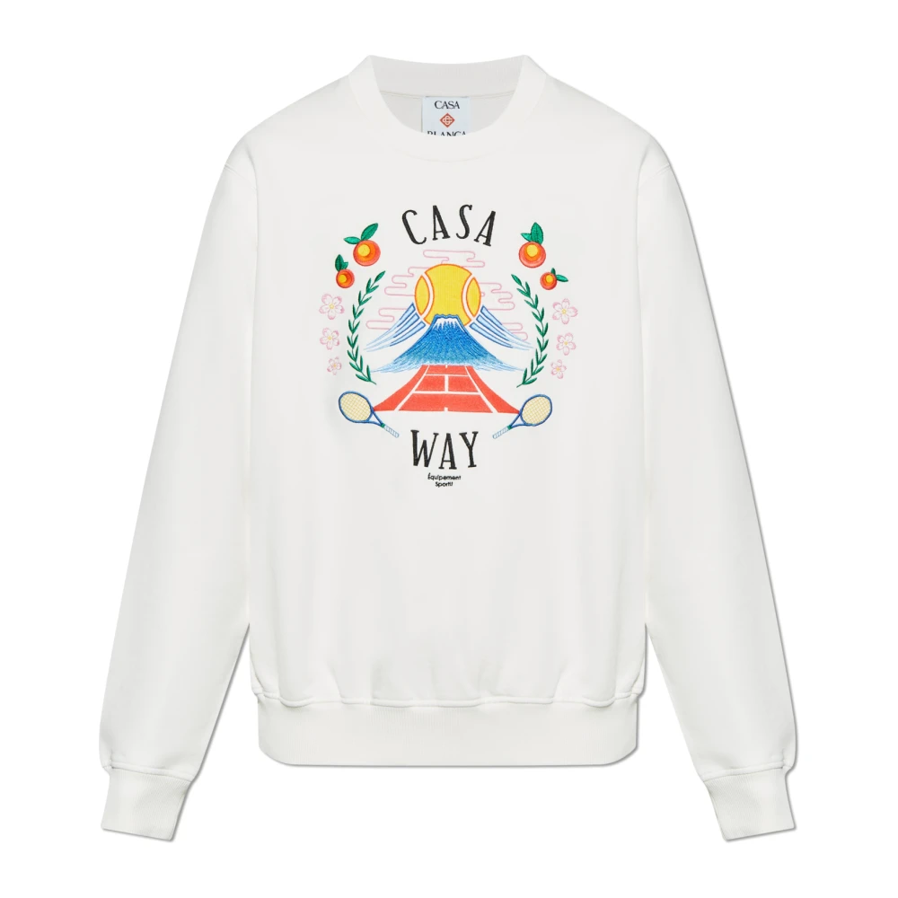 Casablanca Men's White Sweatshirt With Print - Sweatshirts - S - Sweatshirts & Hoodies