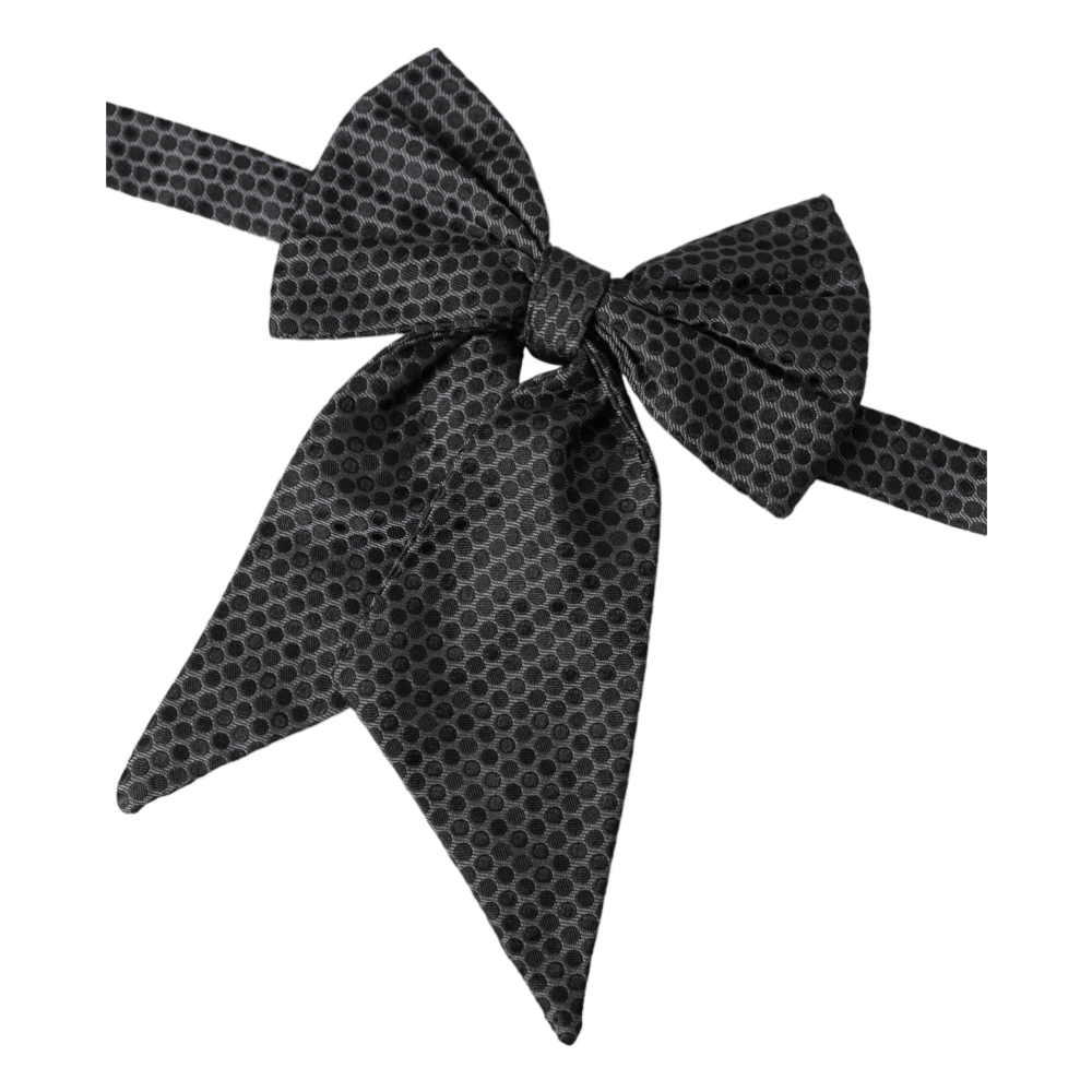 Dolce & Gabbana Zwarte Zijden Strik Verstelbare Hals Black Heren