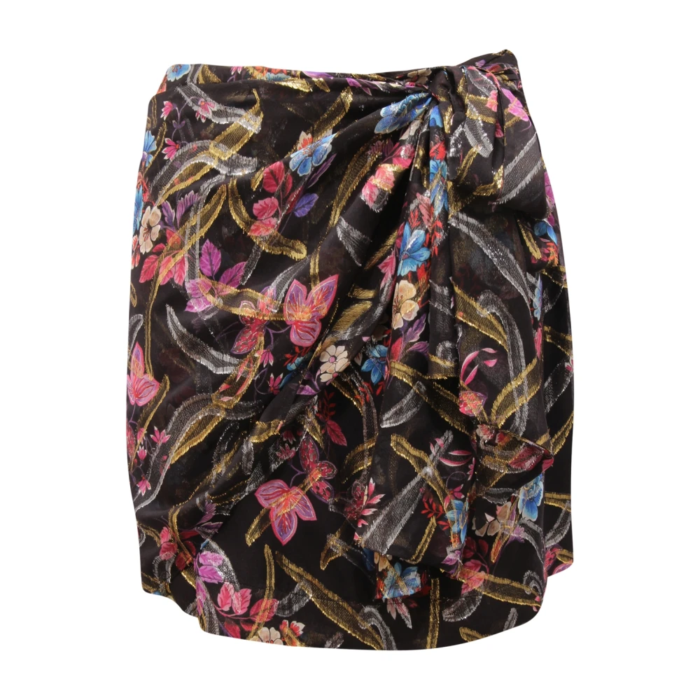 Pinko Women's Multicolor Short Skirts, S, Floral Silk Skirt With Zip Closure
