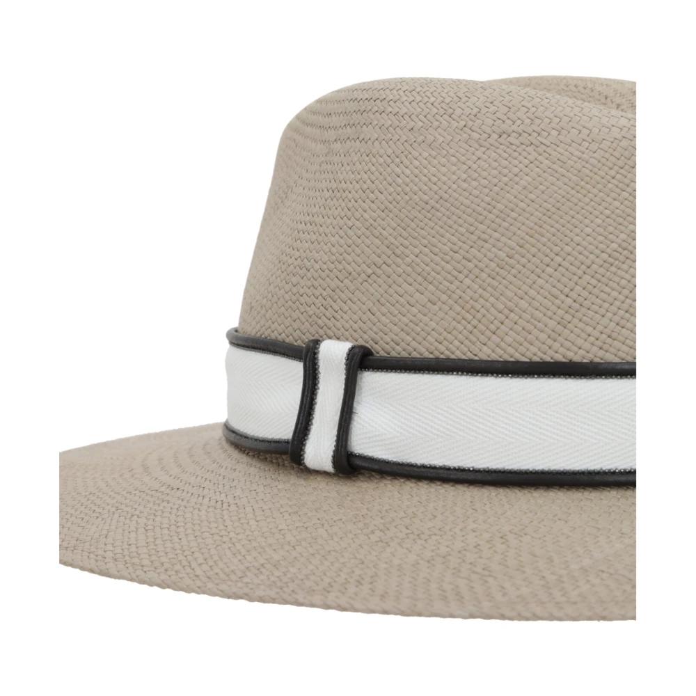 BRUNELLO CUCINELLI Stro Fedora met Canvas Band Beige Dames