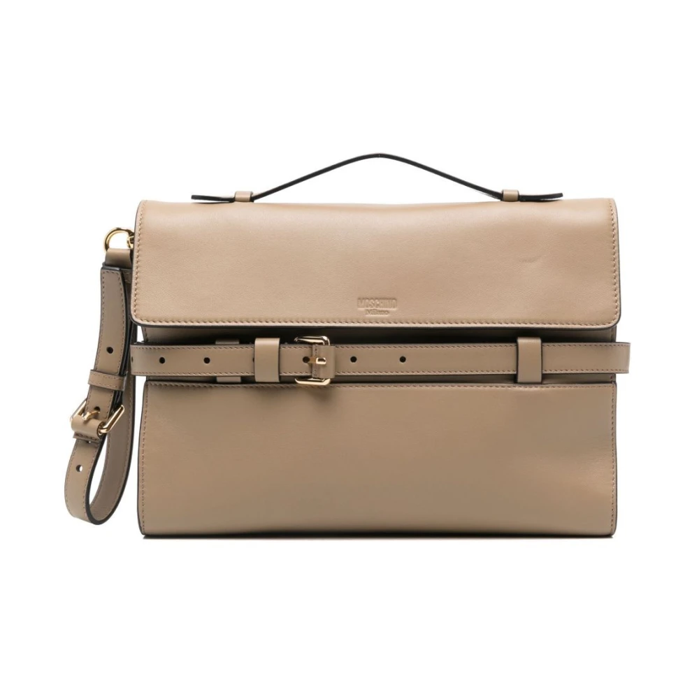 Moschino Beige leren handtas met magnetische sluiting Beige Dames