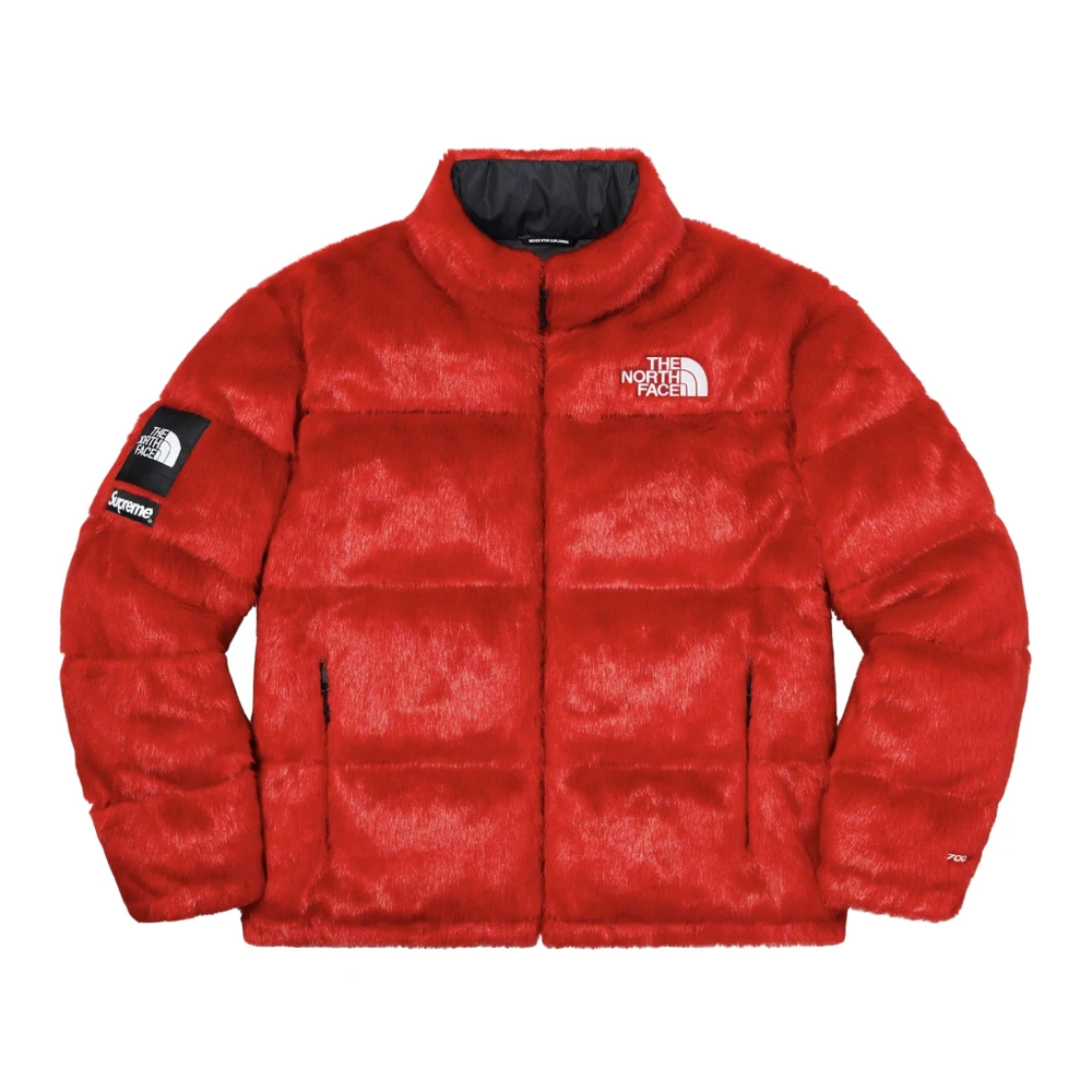 Supreme Rode Faux Fur Nuptse Jas Limited Edition Red Heren