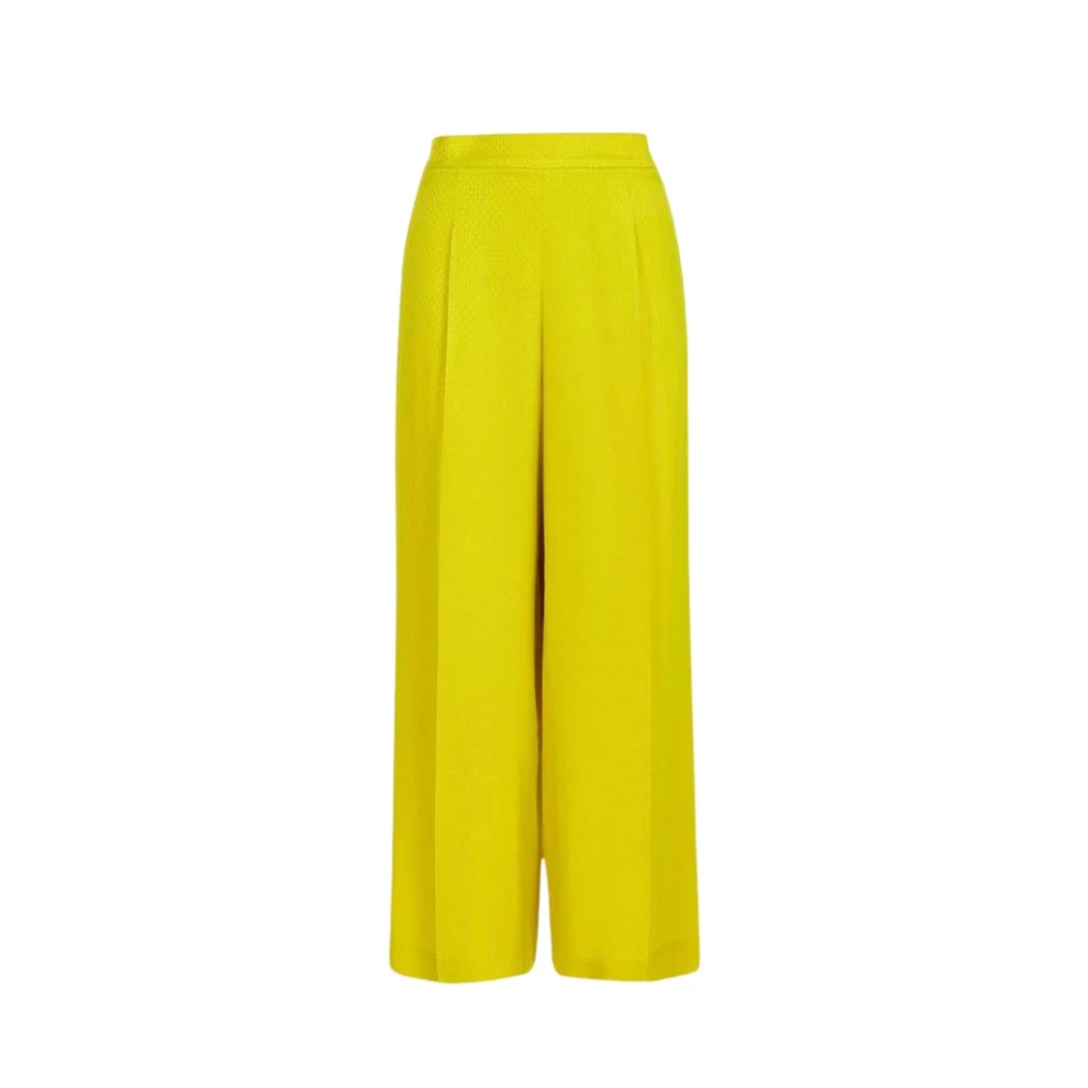 Carolina Herrera Zijden Jacquard Rechte Pijp Broek Geel Yellow Dames