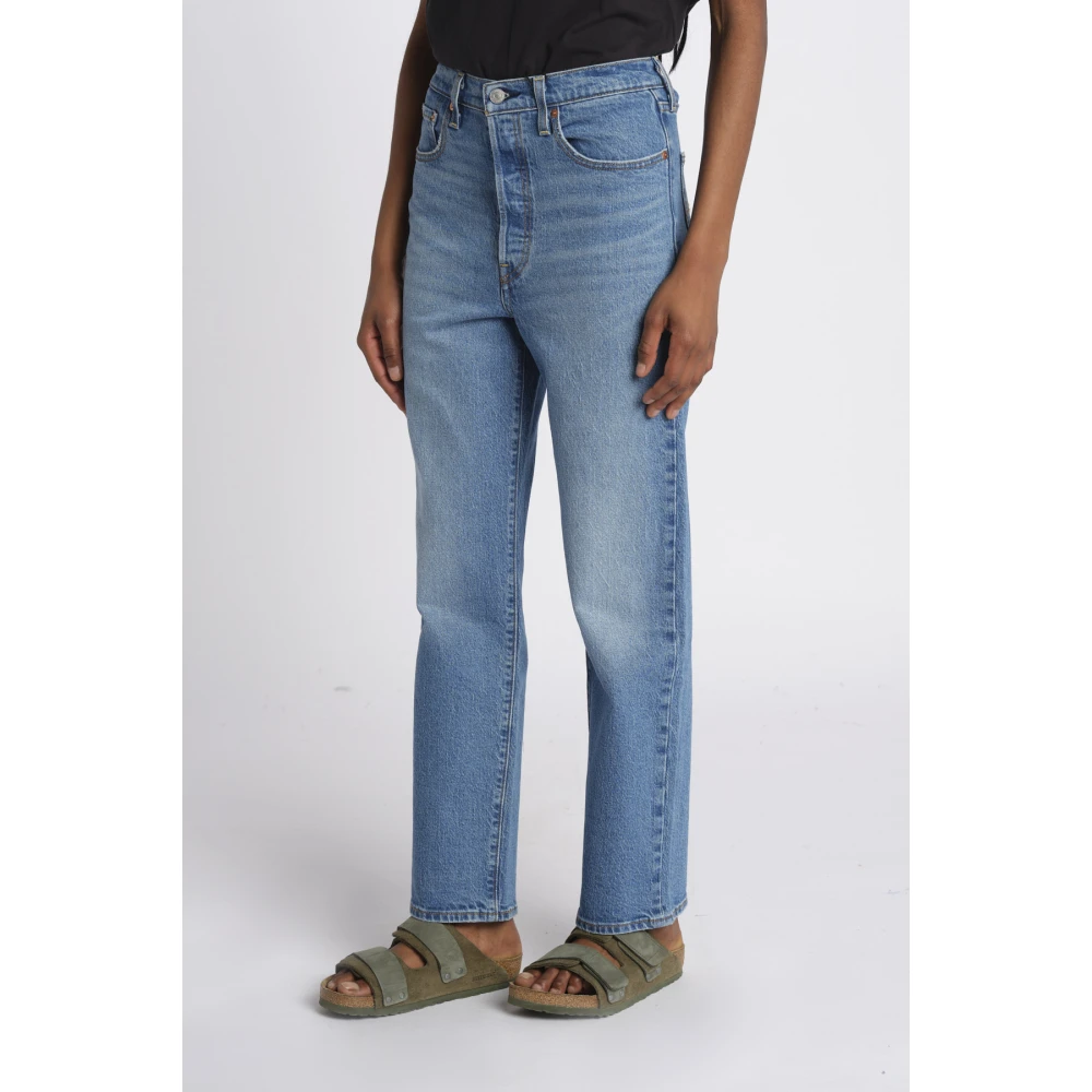 Levi's Blauwe Denim Ribbed Cage Broek Blue Dames