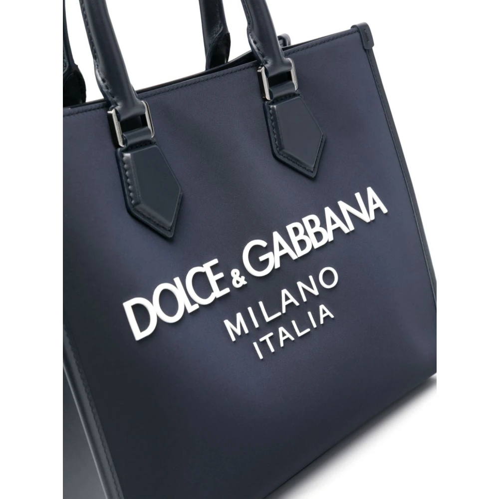 Dolce & Gabbana Blauwe Canvas Leren Schoudertas Blue Heren