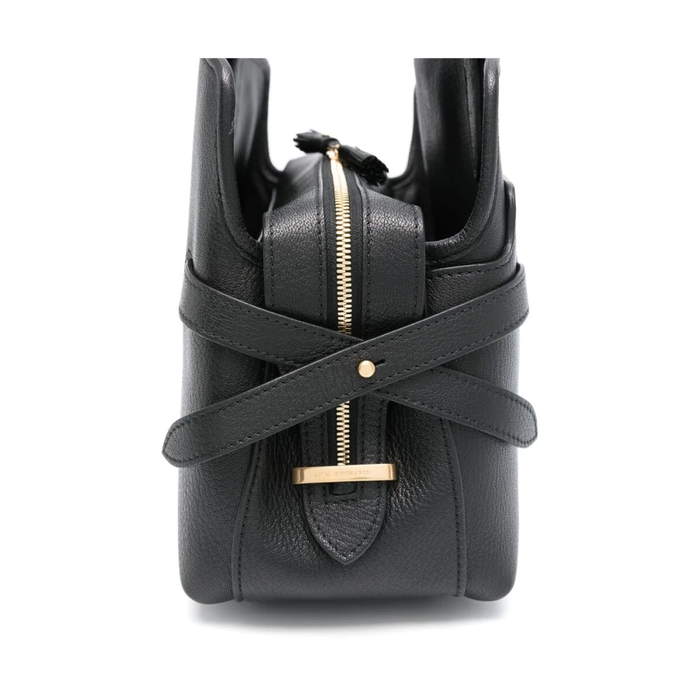 Anya Hindmarch Gestructureerde Leren Zwarte Tote Tas Black Dames