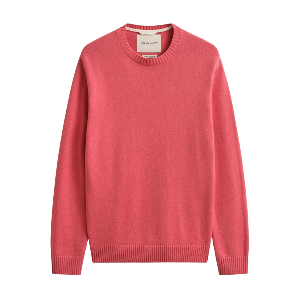 Gant Men's Pink Cotton And Cashmere Blend Crew Neck Jumper - Round-Neck Knitwear - L - Knitwear