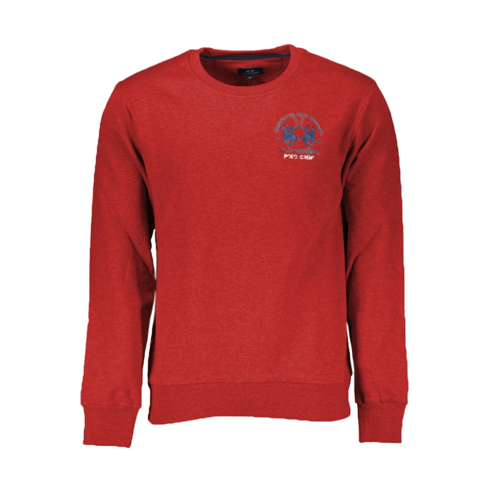 LA MARTINA Katoenen Crewneck Sweatshirt met Borduurwerk Red Heren