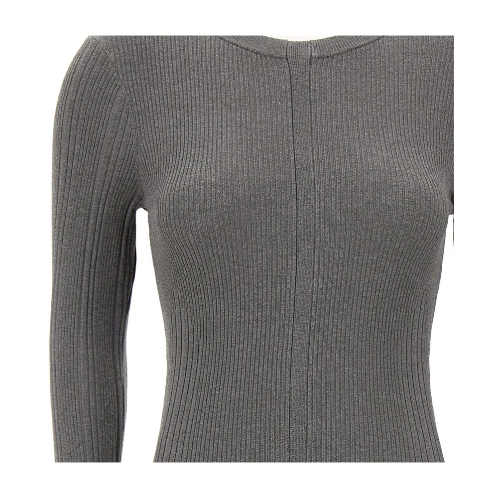 Remain Birger Christensen Geribbelde Grijze Midi Jurk Gray Dames