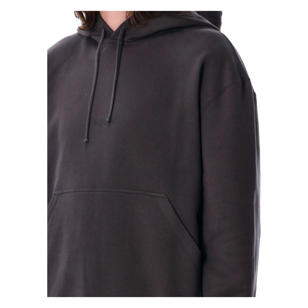 Saint Laurent Grijze Gebreide Hoodie Anciere Stijl Gray Heren