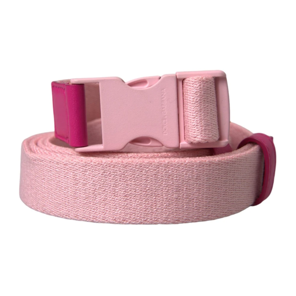 Dolce & Gabbana Roze Canvas Stretch Riem met Plastic Gesp Pink Dames