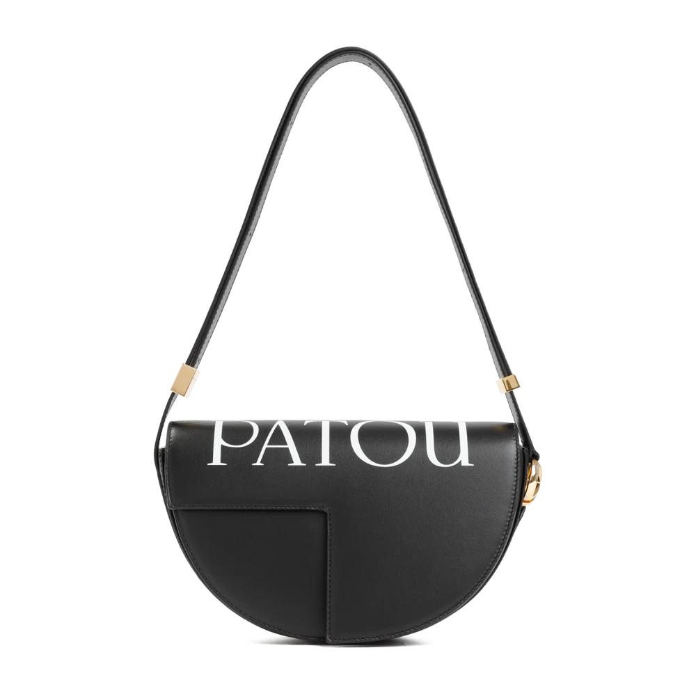 Patou Shoppers Black Leather Shoulder Bag in zwart