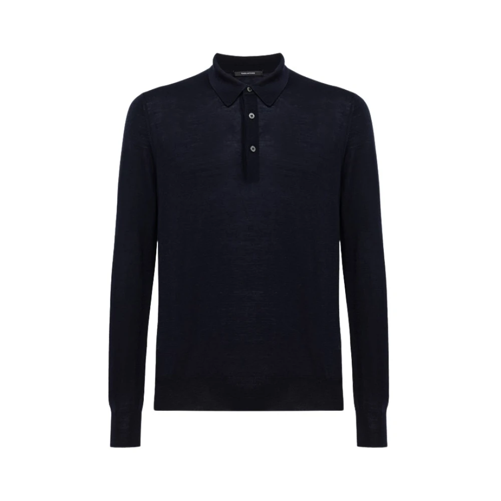 Tagliatore Italiaanse Wol Polo Shirt Blue Heren
