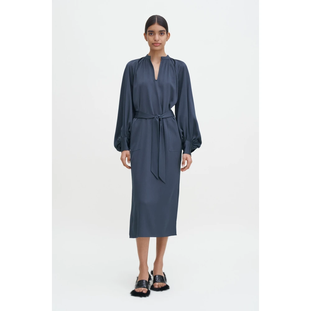 Filippa K Blauwe Jurk met Riem Lange Mouwen Gray Dames