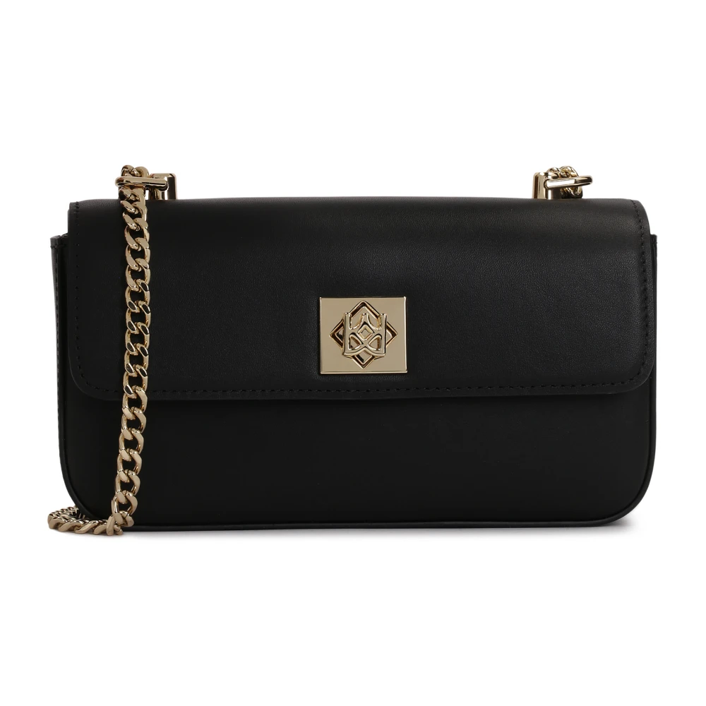 Kazar Minimalistische zwarte handtas met gouden ketting Black Dames