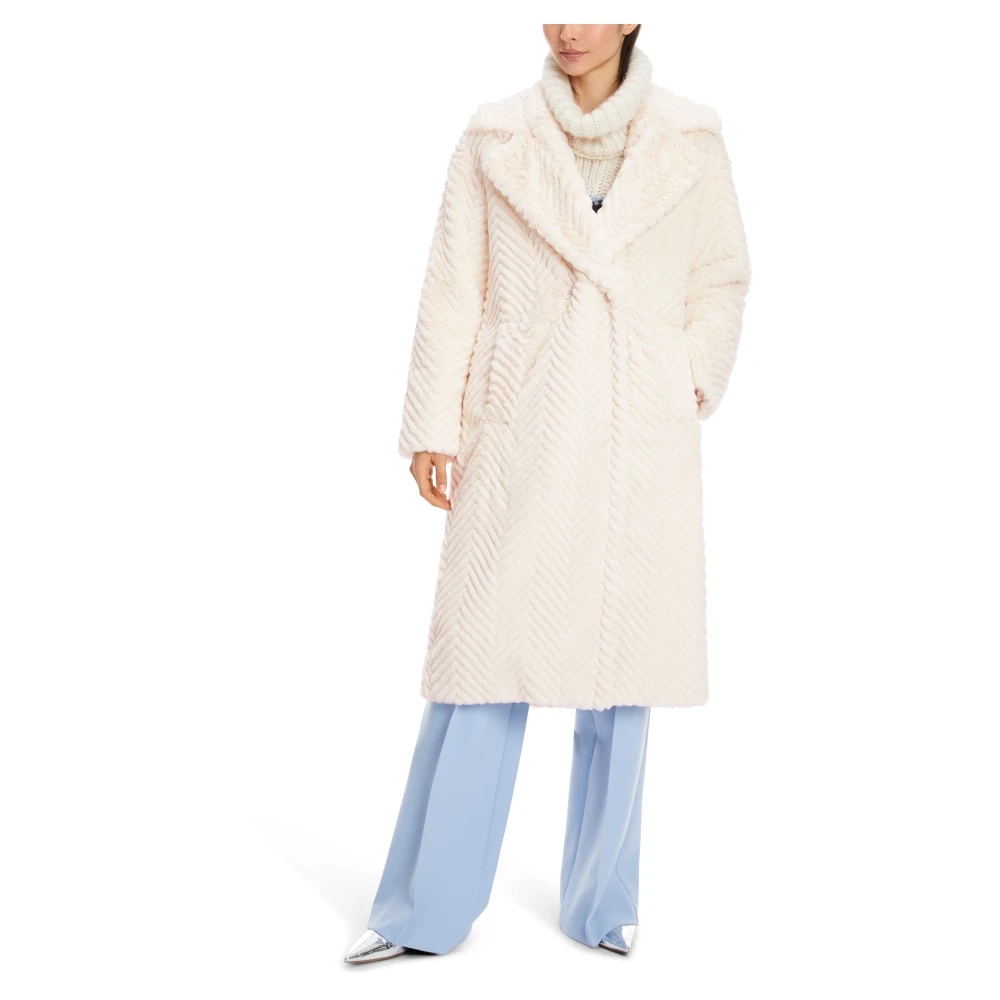 Marc Cain Fun Fur Visgraatjas Beige Dames