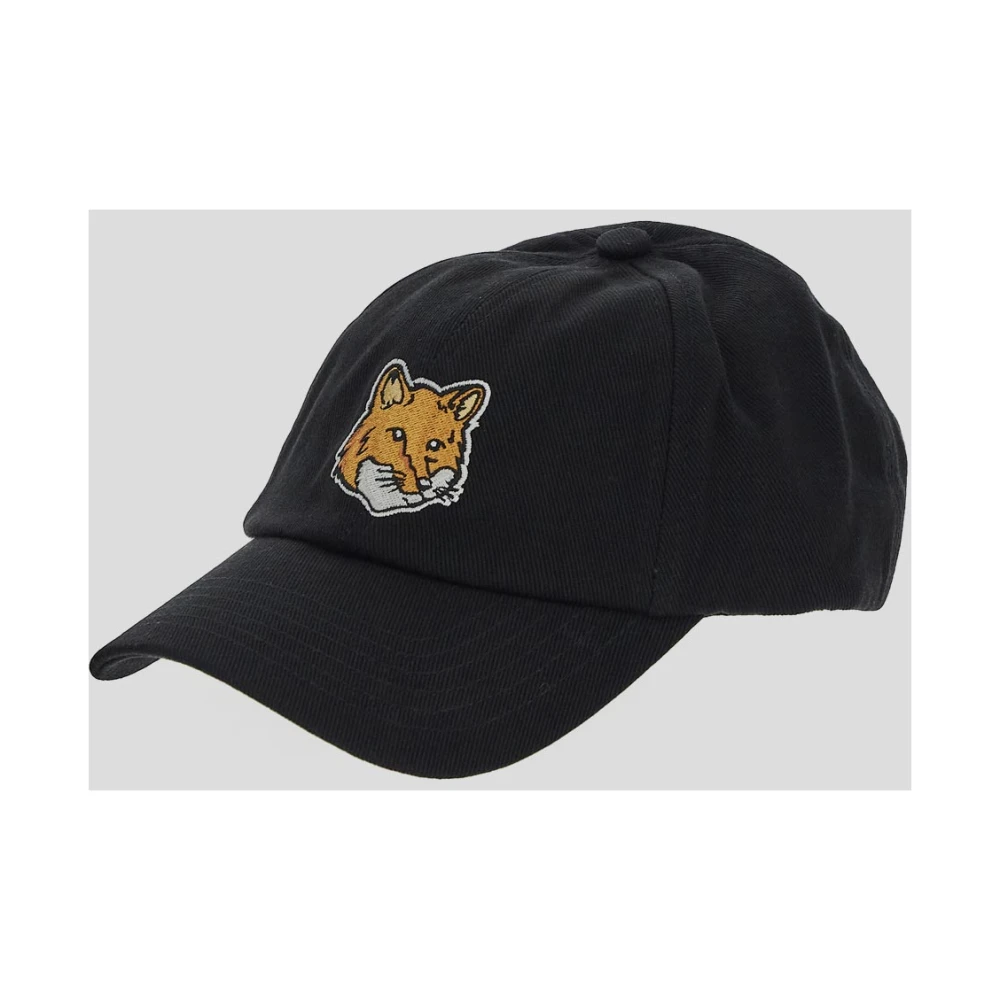 Maison Kitsuné Katoenen Vos Cap Black Heren