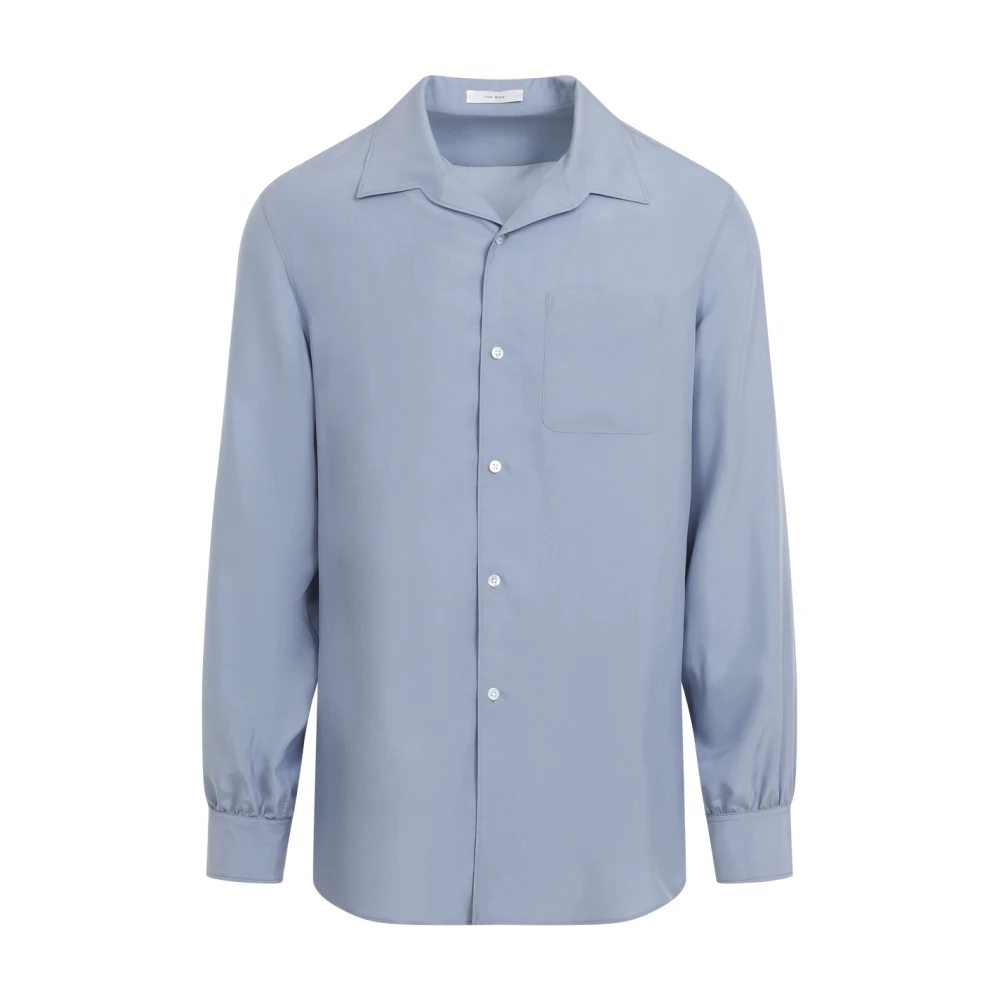 The Row Elegante Grijze Zijden Overhemd Blue Heren