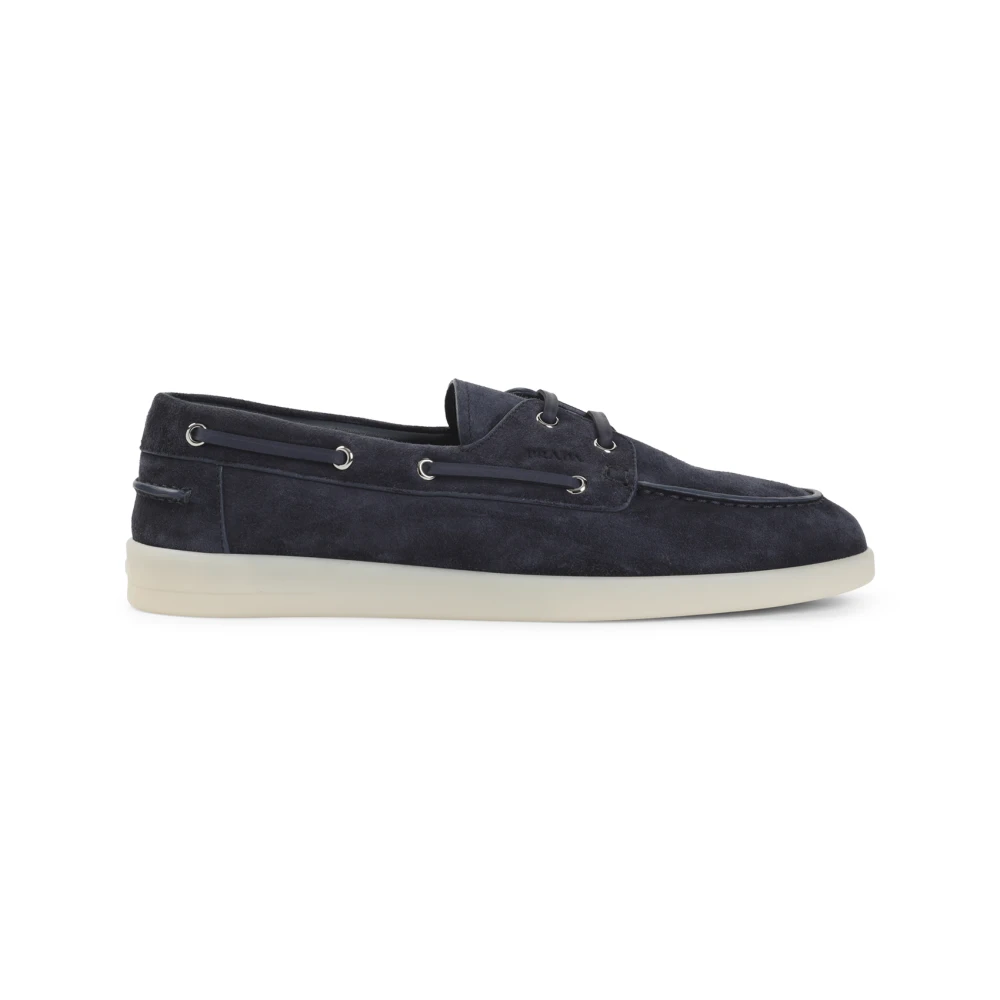Prada Men's Blue Boat Shoes, 9 Uk, Allacciate Lace-Up Shoes