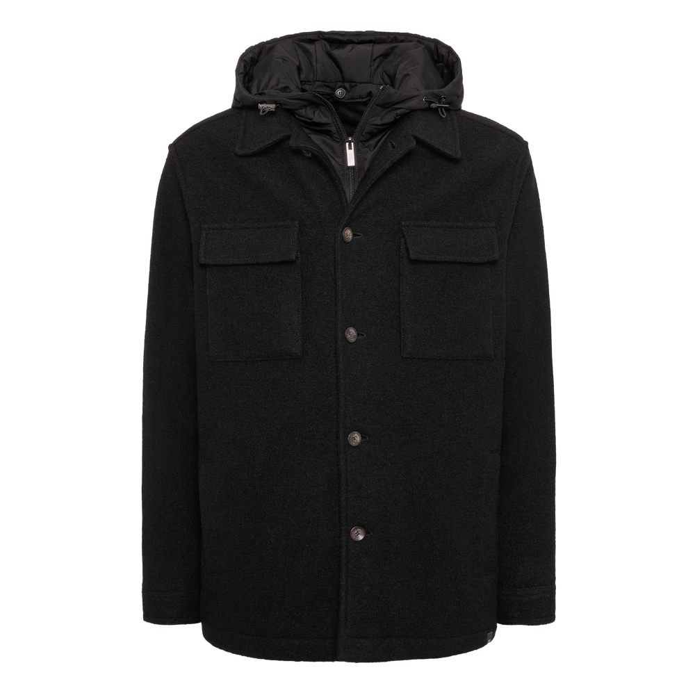 Boggi Milano Link Shirt Jacket van Wol met Bib Black Heren