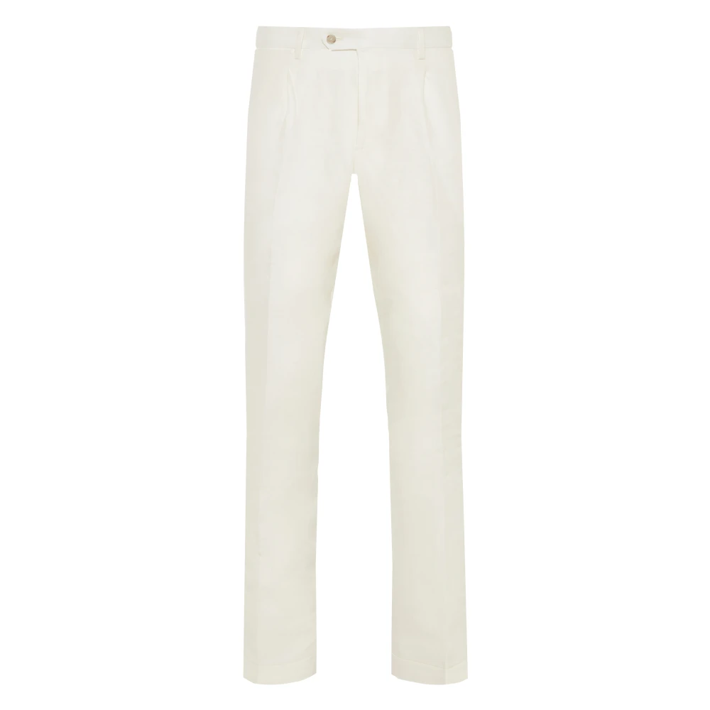 Barba Linnen broek met zakken White Heren