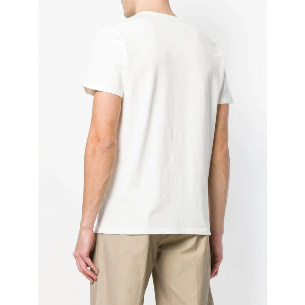 Maison Kitsuné Ecru Logo Print Katoenen T-shirt Beige Heren