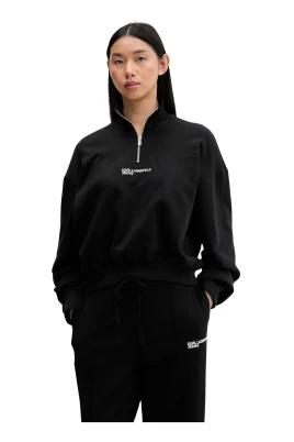 Sweatshirt med halv dragkedja och logobrodderi