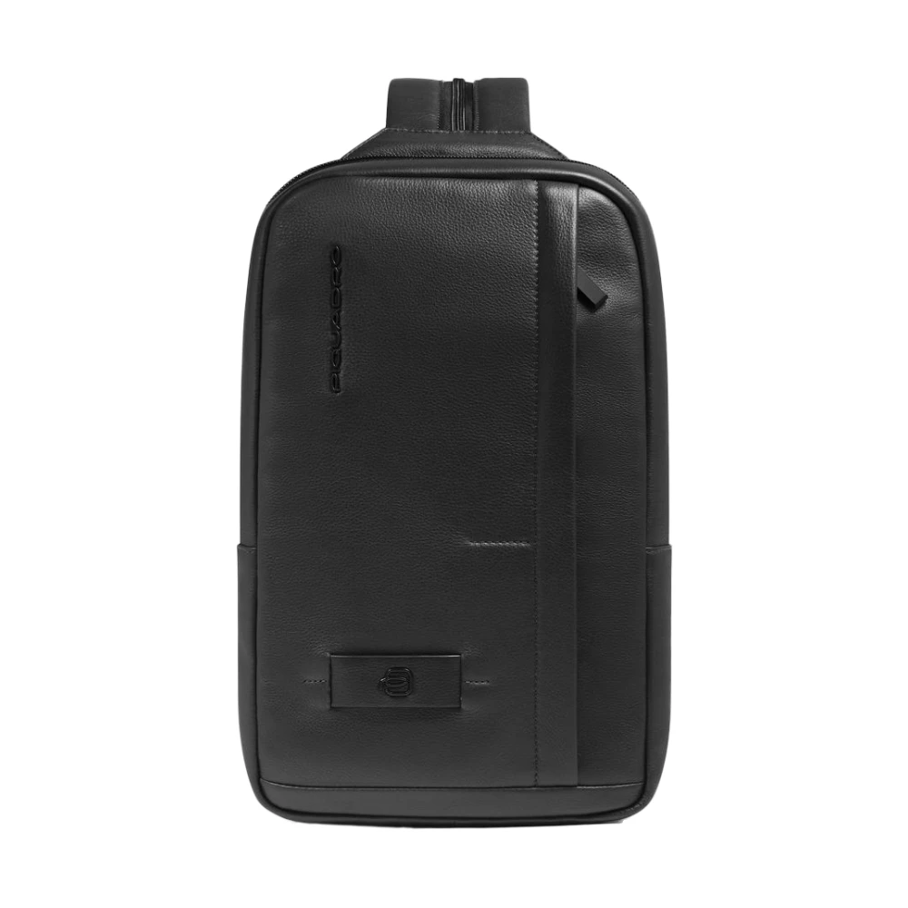Piquadro Mannelijk Zwart Tassen Heren, One Size, Leer, Sling Bag Voor I Pad®