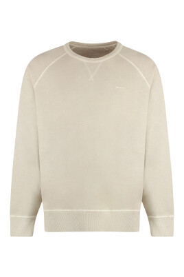 ribbstickad-sweatshirt-med-rund-hals-i-bomull