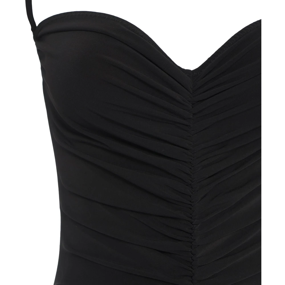 Norma Kamali Stijlvol Zwart Catsuit Sweetheart Halslijn Black Dames
