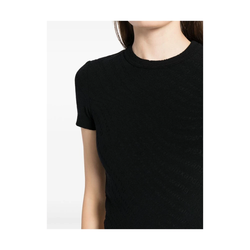 T by Alexander Wang Zwarte Gebreide Logo T-shirt Black Dames