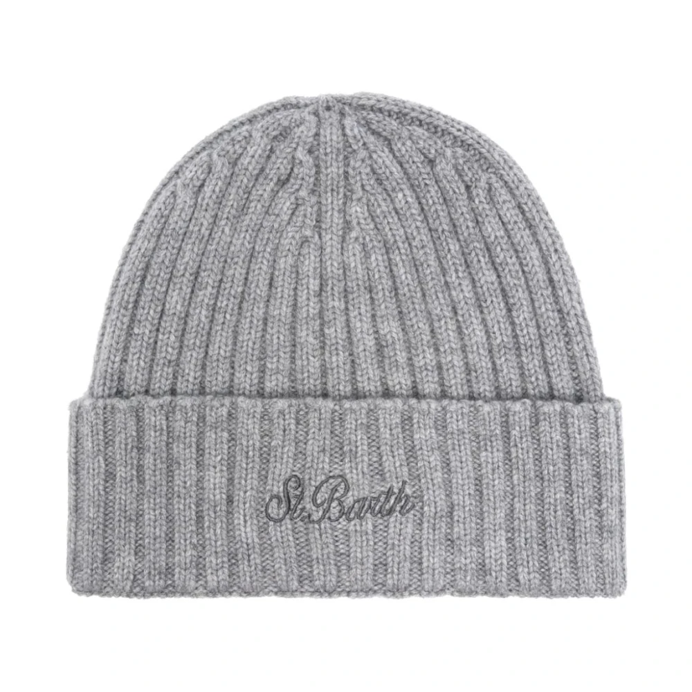 MC2 Saint Barth Grijze Gebreide Vissershoed met Logo Gray Heren