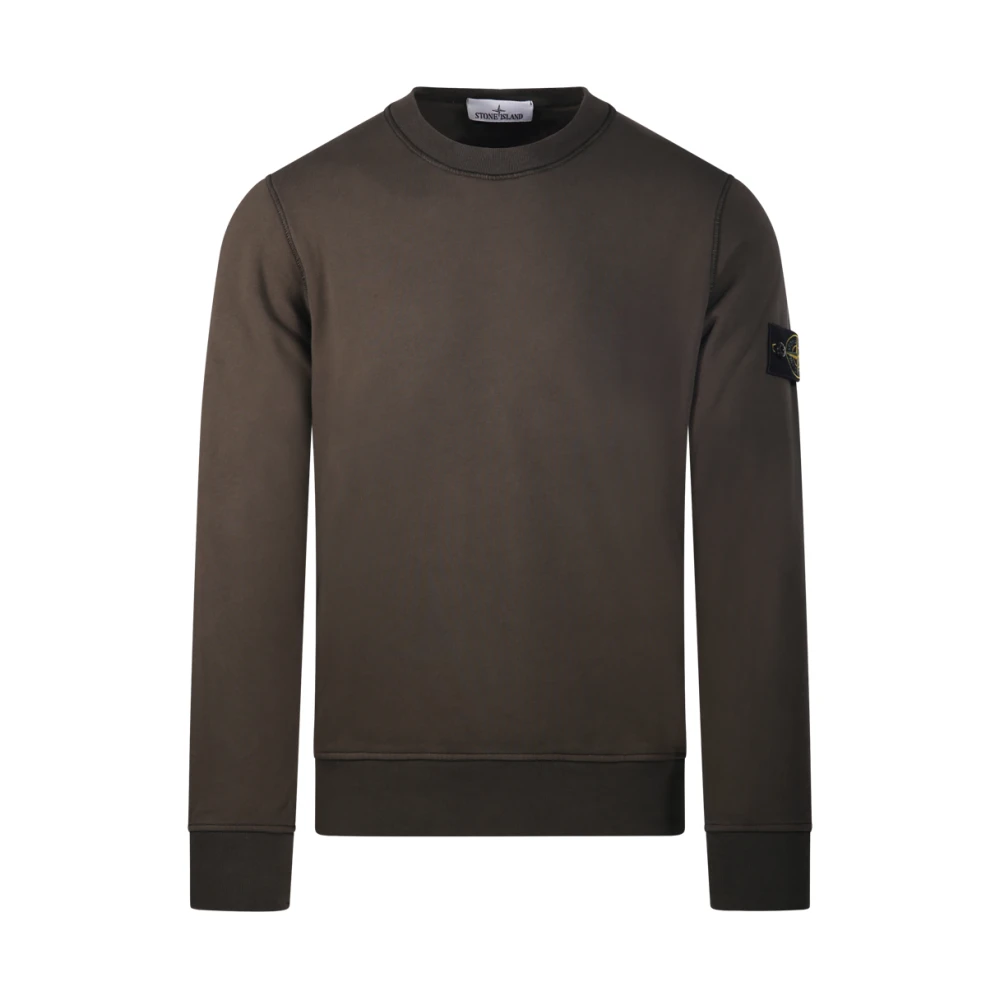 Stone Island Brown Sweatshirts, Male, L, Round Neck Sweatshirt